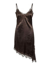 Sofie Satin Lace Dress - Chocolate Brown