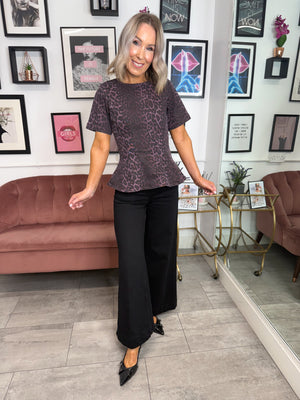 Chia Cinched Waist Top - Leopard