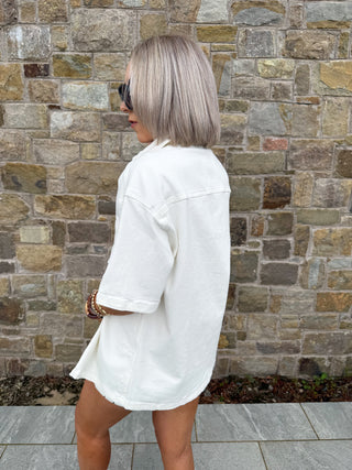 Eve Denim Shacket - White