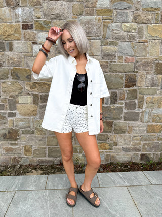 Eve Denim Shacket - White