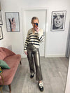 CiCi PU Straight Leg Trousers - Bronze
