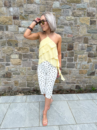 Ona Polka Capri Trousers - Cream/Brown