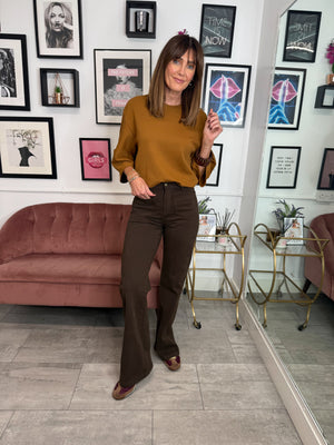 Dee Wide Leg Jeans - Brown