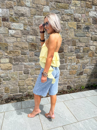 Libby Bermuda Jorts - Blue Leopard Print