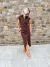 Eve Pleated Linen Top - Cafe