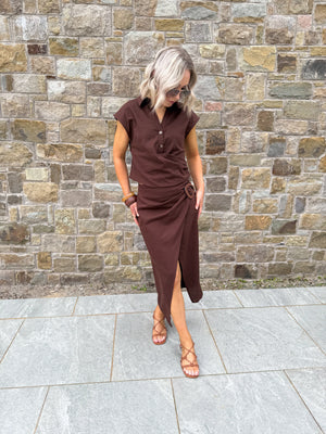 Eve Pleated Linen Top - Cafe