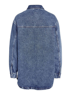 Alva Long Denim Shirt - Medium Blue
