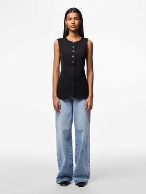 Tempre Long Waistcoat - Black