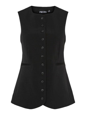 Tempre Long Waistcoat - Black