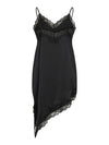 Lacey Satin Strap Dress - Black