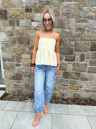 Emery Peplum Top - Lemon