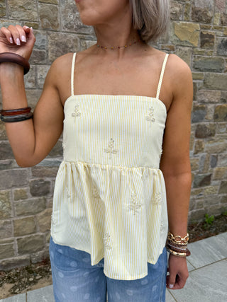 Emery Peplum Top - Lemon