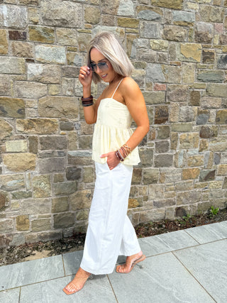 Emery Peplum Top - Lemon