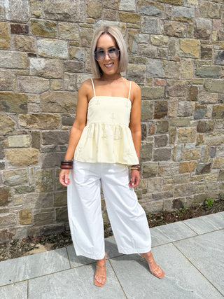 Emery Peplum Top - Lemon