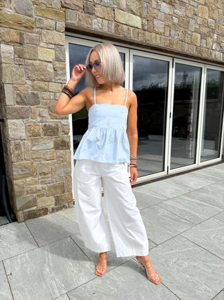 Emery Peplum Top - Blue