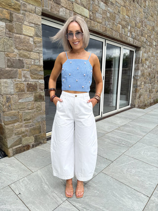 PRE ORDER 8TH JULY Morgan Barrel Leg Trousers - White