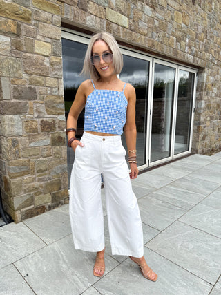 Lainey Gingham Top - Blue