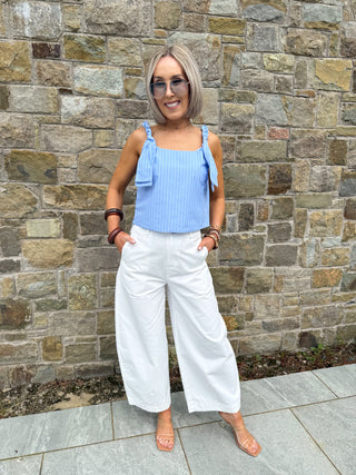 Kayla Striped Knot Top - Blue