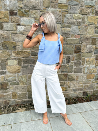 Kayla Striped Knot Top - Blue