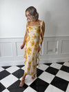Rya Ruffle Midaxi Dress - Yellow Ochre Floral