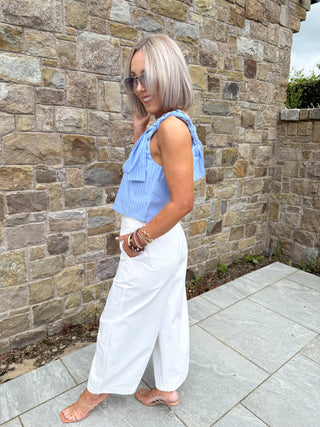 Kayla Striped Knot Top - Blue