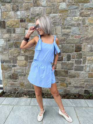 Kayla Striped Knot Top - Blue