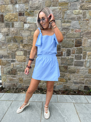 Kayla Striped Knot Top - Blue