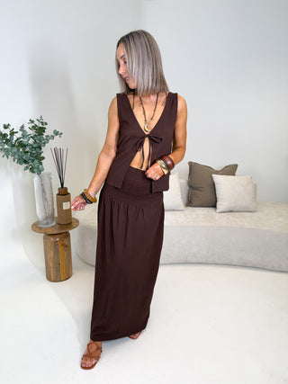 Fess Smock Skirt - Coffee