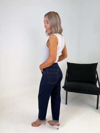 Bevin Mom Jeans - Dark Denim