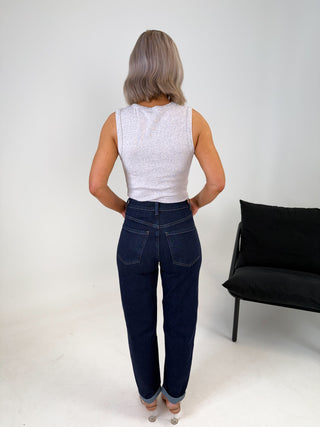 Bevin Mom Jeans - Dark Denim
