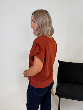 Amber Sculpt Shoulder Tee - Rust