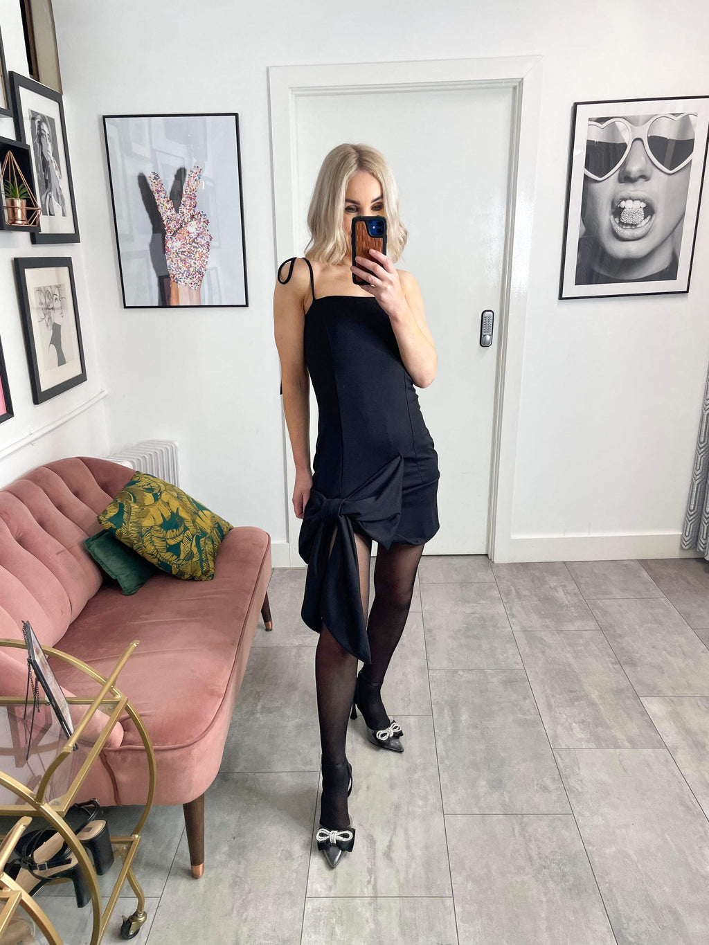 Zofi Bow Mini Dress - Black