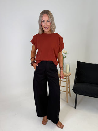 Amber Sculpt Shoulder Tee - Rust