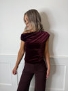 Darla Velvet Off Shoulder Top - Burgundy
