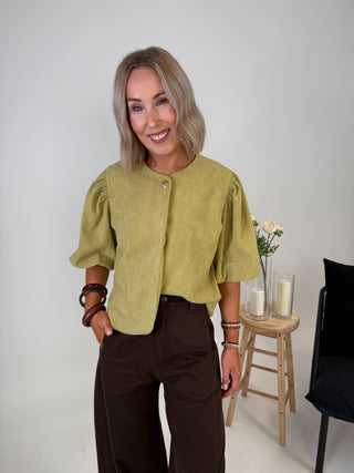 Riva Corduroy Jacket - Lime Green