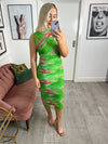 Ally Tie Dye Dress - Green/Pink