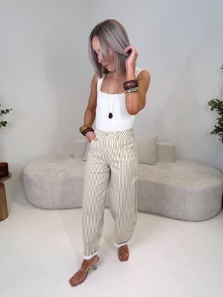 Freya Balloon Jeans - Camel Stripe