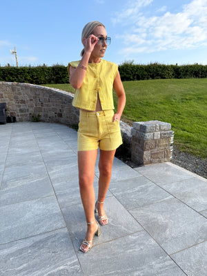 Yaz Denim Waistcoat - Mustard