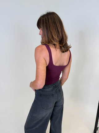 Fern Square Neck Bodysuit - Grape