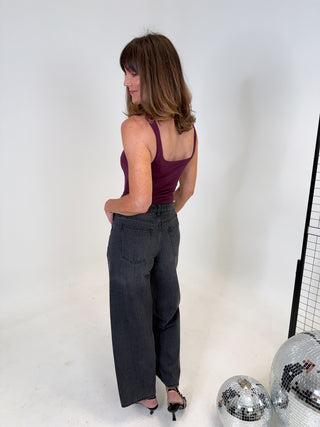 Fern Square Neck Bodysuit - Grape