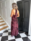 Asha Tie Neck Dress - Burgundy/Black