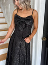 Zuri Sequin Bow Top - Black