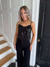 Zuri Sequin Bow Top - Black