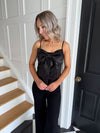 Zuri Sequin Bow Top - Black