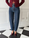 Ivy Mid Waist Barrel Jeans - Med Blue