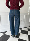 Ivy Mid Waist Barrel Jeans - Med Blue