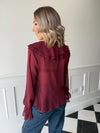 Fia Chiffon Ruffle Blouse - Burgundy