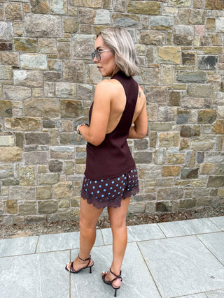 Cait Polka Dot Shorts - Aubergine/Blue