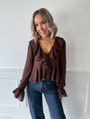 Fia Chiffon Ruffle Blouse - Chocolate
