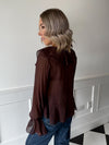 Fia Chiffon Ruffle Blouse - Chocolate